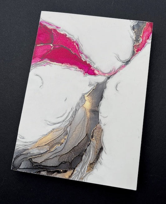 Surreal gothic art where symbolism and art meet as a soul message of the alchemy in feminine power and each menstrual cycle. Features fantasy wings in pink, grey and gold colours.