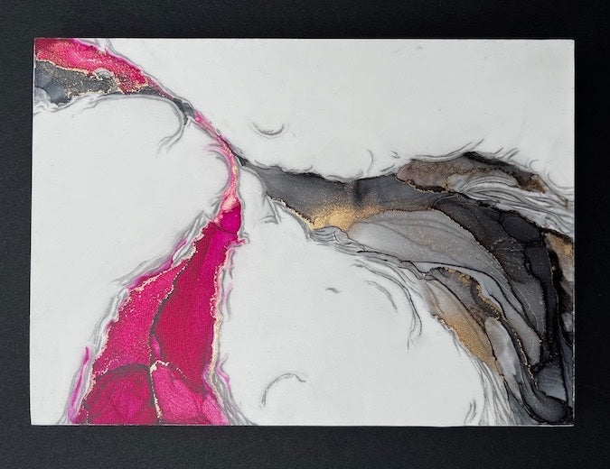One of a kind fantasy art featuring pink, grey and gold fantasy wings symbolic of feminine cycles and inspired by mythological creatures.